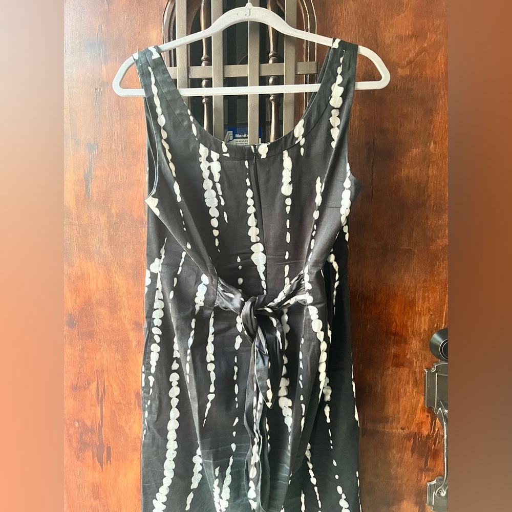 ANN TAYLOR Sleeveless Black
White Tie Waist Belted Dress 10